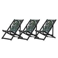 Kit 3 Espreguiçadeiras Dobrável Black SB-Folhas Verdes