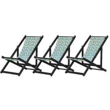 Kit 3 Espreguiçadeiras Dobrável Black SB-Triang Azul