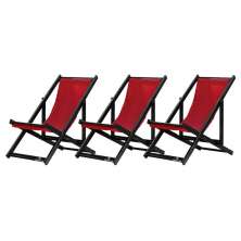 Kit 3 Espreguiçadeiras Dobrável Black SB-Vermelho