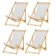 Kit 4 Cadeira Espreguiçadeira Dobrável S/B-Branco