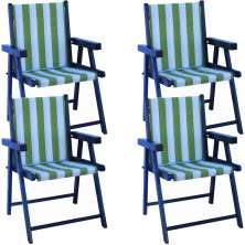 Kit 4 Cadeira Praia Dobrável Madeira Black-List Verde/Branco
