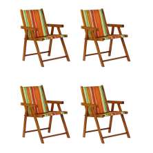 Kit 4 Cadeira Praia Dobrável Madeira Envernizada-List Laranja