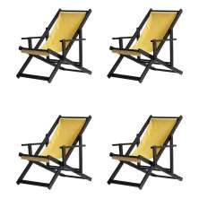 Kit 4 Espreguiçadeiras Dobrável Black CB-Amarelo
