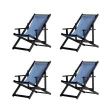 Kit 4 Espreguiçadeiras Dobrável Black CB-Azul