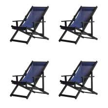 Kit 4 Espreguiçadeiras Dobrável Black CB-Azul Marinho