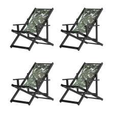Kit 4 Espreguiçadeiras Dobrável Black CB-Folhas Verdes
