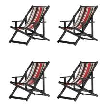 Kit 4 Espreguiçadeiras Dobrável Black CB-L Marrom/Vermelho