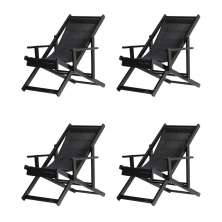 Kit 4 Espreguiçadeiras Dobrável Black CB-Preto