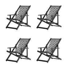 Kit 4 Espreguiçadeiras Dobrável Black CB-Triang Preto