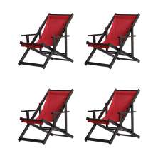 Kit 4 Espreguiçadeiras Dobrável Black CB-Vermelho