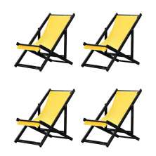 Kit 4 Espreguiçadeiras Dobrável Black SB-Amarelo