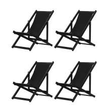 Kit 4 Espreguiçadeiras Dobrável Black SB-Preto