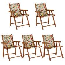 Kit 5 Cadeira Praia Dobrável Madeira Envernizada-Floral