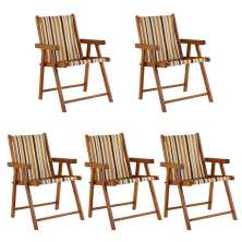 Kit 5 Cadeira Praia Dobrável Madeira Envernizada-List Marrom