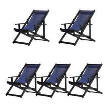 Kit 5 Espreguiçadeiras Dobrável Black CB-Azul Escuro