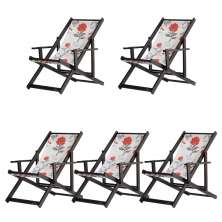 Kit 5 Espreguiçadeiras Dobrável Black CB-Cinza Floral