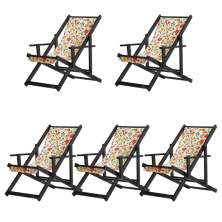 Kit 5 Espreguiçadeiras Dobrável Black CB-Floral
