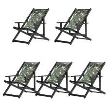 Kit 5 Espreguiçadeiras Dobrável Black CB-Folhas Verdes