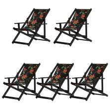 Kit 5 Espreguiçadeiras Dobrável Black CB-Preto Flores