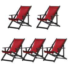 Kit 5 Espreguiçadeiras Dobrável Black CB-Vermelho