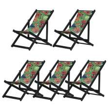 Kit 5 Espreguiçadeiras Dobrável Black SB-Chevron Vermelho