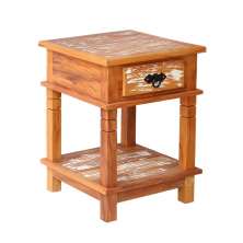 Mesa Cabeceira 40 cm 1 Gaveta Madeira de Demolição Pátina