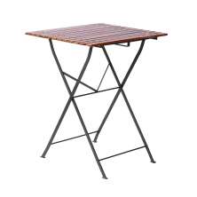 Mesa Dobrável 60x60cm em Ferro e Madeira Demolição Maciça Natural