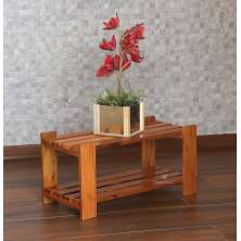 Mesa de Centro 60 x 30 cm Madeira de Demolição Ripada Natural