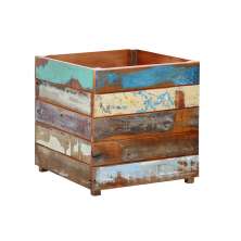 Vaso Cachepot 30x30cm em Madeira Maciça com Pátina