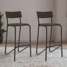 Conjunto 2 Banquetas Tubo Preto Tecido Ônix Carraro