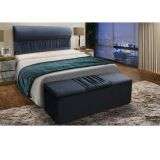 Cabeceira com Calçadeira Baú Solteiro 90cm Para Cama Box Vitória Suede Azul - DS Móveis