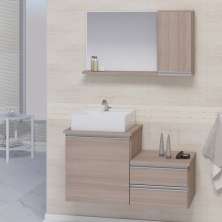 Conjunto Gabinete Banheiro CROSS 80 Madeirado Inteiro