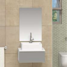 Conjunto Gabinete Banheiro JOY 45 Branco / Cinza