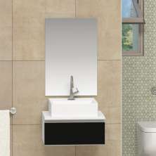 Conjunto Gabinete Banheiro JOY 45 Branco / Preto