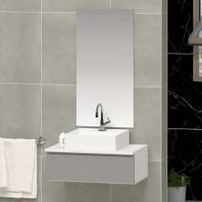 Conjunto Gabinete Banheiro JOY 60 Branco / Cinza