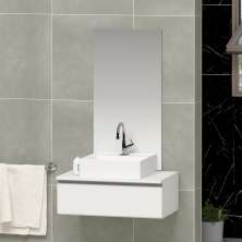 Conjunto Gabinete Banheiro JOY 60 Branco Inteiro