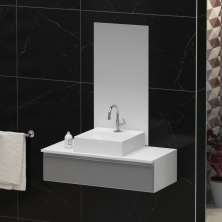Conjunto Gabinete Banheiro JOY 80 Branco / Cinza