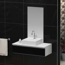 Conjunto Gabinete Banheiro JOY 80 Branco / Preto