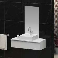 Conjunto Gabinete Banheiro JOY 80 Branco Inteiro
