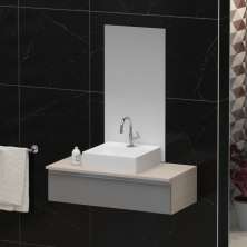 Conjunto Gabinete Banheiro JOY 80 Madeirado / Cinza