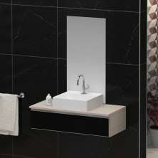 Conjunto Gabinete Banheiro JOY 80 Madeirado / Preto