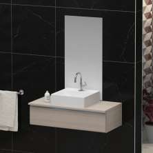 Conjunto Gabinete Banheiro JOY 80 Madeirado Inteiro