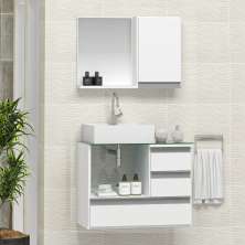 Conjunto Gabinete Banheiro POLO 60 Branco Inteiro