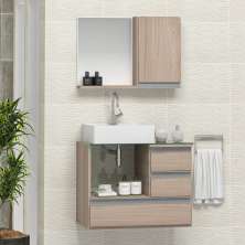 Conjunto Gabinete Banheiro POLO 60 Madeirado Inteiro