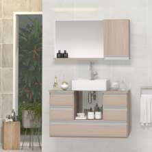 Conjunto Gabinete Banheiro POLO 80 Madeirado Inteiro