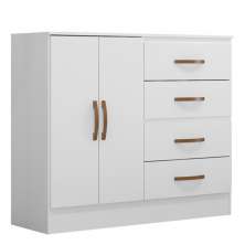 Cômoda Sapateira para Quarto 2 Portas 4 Gavetas Lisa Branco