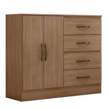 Cômoda Sapateira para Quarto 2 Portas 4 Gavetas Lisa Carvalho Oak