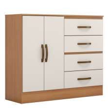 Cômoda Sapateira para Quarto 2 Portas 4 Gavetas Lisa Nature/Off White