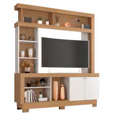 Estante para Tv de até 47 Polegadas 8 Nichos e 2 Portas Mari Nature/Off White