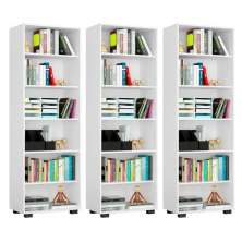 Kit 3 Estantes Livreiro Multifuncional 6 Prateleiras Office Branco - Móveis Leão